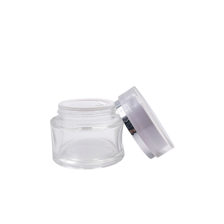 storage clear glass white cap container for skincare eye cream lotion glass jar