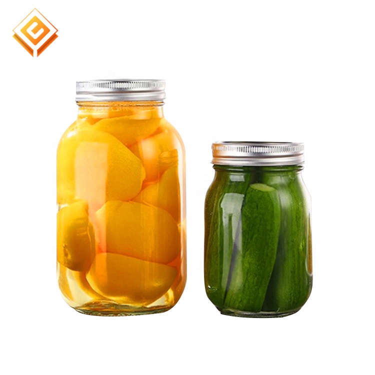 storage container canning bottle 16oz 8oz 12oz 32oz regular mouth glass mason jar with lid for preserving jams jellies sauces