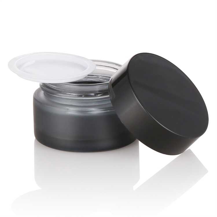storage cosmetic frosted black glass container cosmetic eye cream lotion glass jar