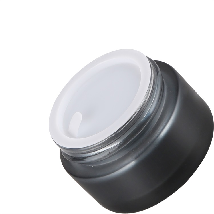 storage cosmetic frosted black glass container cosmetic eye cream lotion glass jar