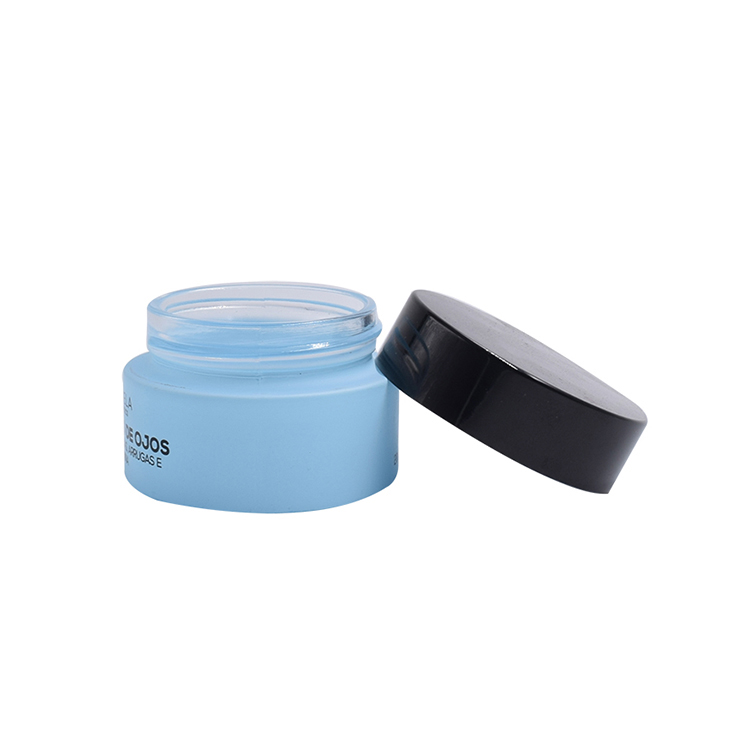 storage frosted blue glass creams lotions container cosmetic matte glass jar