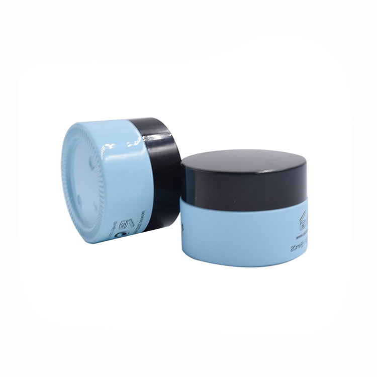 storage frosted blue glass creams lotions container cosmetic matte glass jar