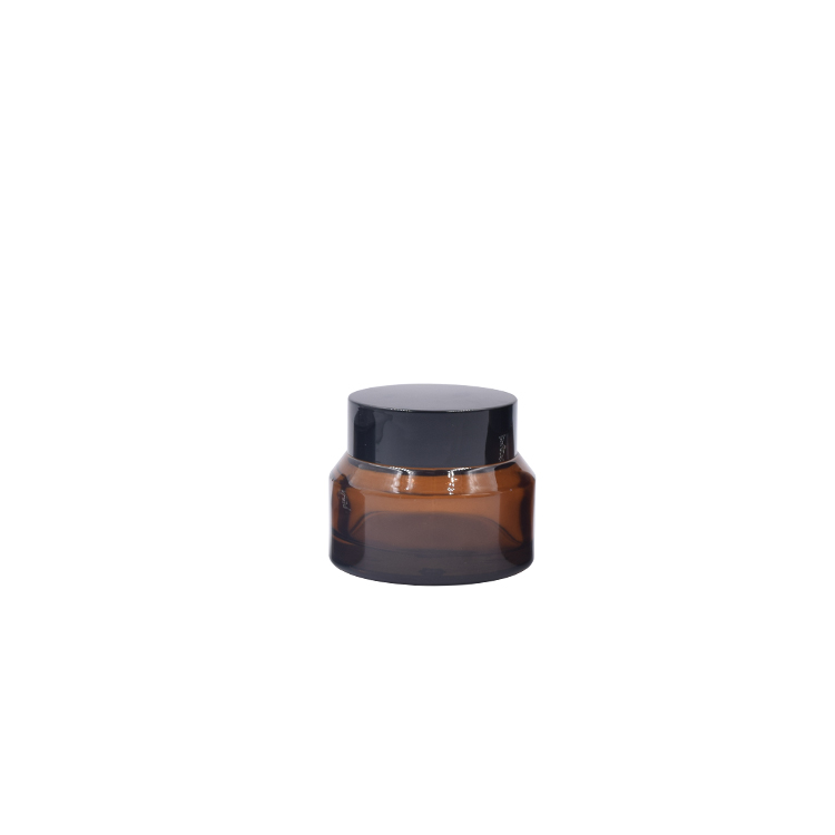 storage frosted round glass container black cap skincare eye cream lotion glass jar
