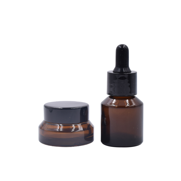 storage frosted round glass container black cap skincare eye cream lotion glass jar