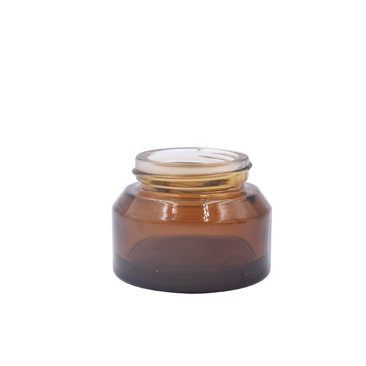 storage frosted round glass container black cap skincare eye cream lotion glass jar