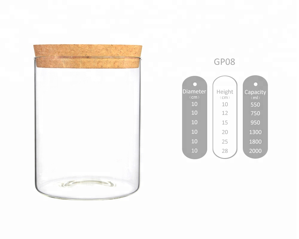 storage jar with cork lid airtight glass storage jar food jar wholesale
