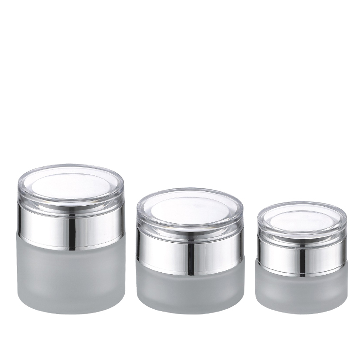 storage luxury frosted glass container skincare eye cream lotion glass jar