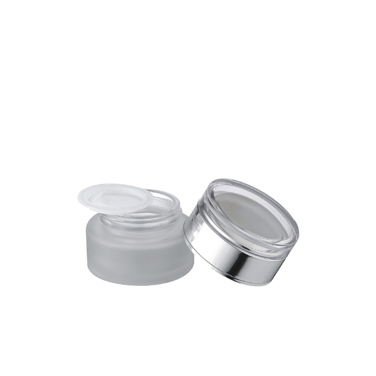 storage luxury frosted glass container skincare eye cream lotion glass jar