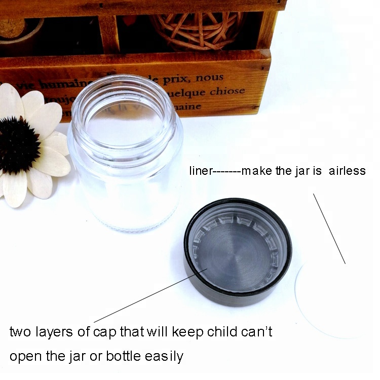 straight side kush bottle 60ml 2oz empty child proof glass jar with lids for herbs flower cream vb vc ve candy nut cbd 3oz 4oz