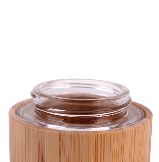 straight sided glass jar with bamboo lid 60ml 100ml bamboo glass body butter jar