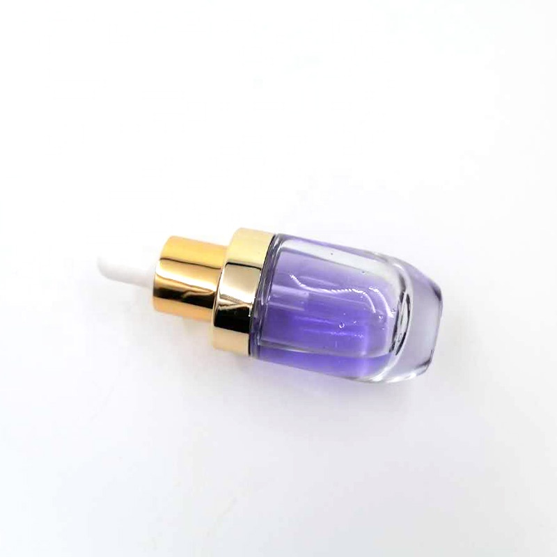 subulate shape luxury cosmetic container 1oz 30 ml glass bottle face serum packaging bottles with dropper gold collar pipette