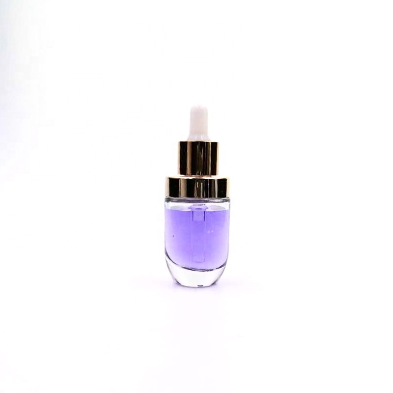 subulate shape luxury cosmetic container 1oz 30 ml glass bottle face serum packaging bottles with dropper gold collar pipette
