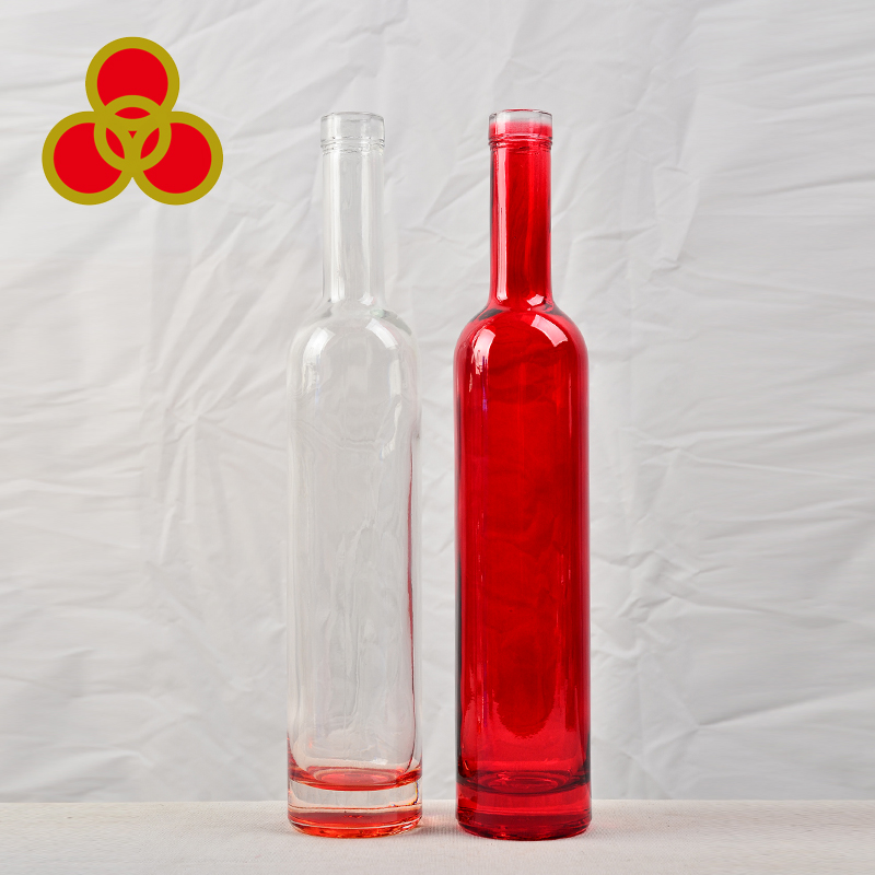 super flint gold/pink spray color liquor champagne black glass bottle