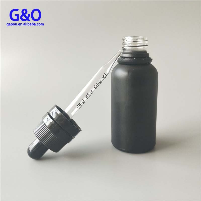 super tamperproof lid 30ml matte black glass dropper bottle with graduation pipette