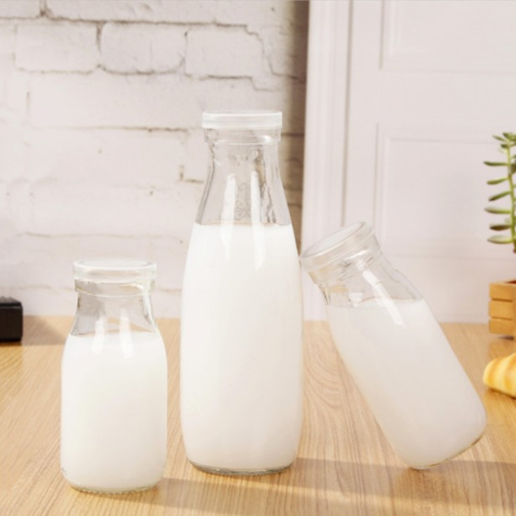 supplier 100ml-1000ml milk glass bottle with plastic cap wholesale