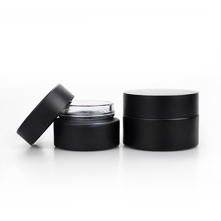 supplier 1oz 2oz 4oz 16oz matte black glass cosmetic 250 ml cream jar with lids
