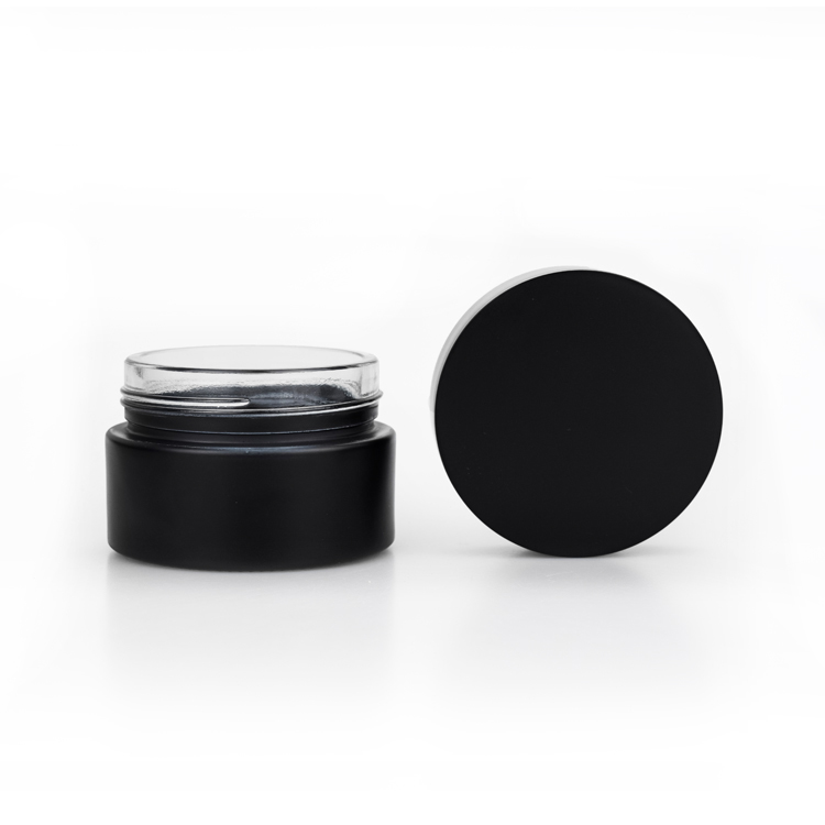 supplier 1oz 2oz 4oz 16oz matte black glass cosmetic 250 ml cream jar with lids