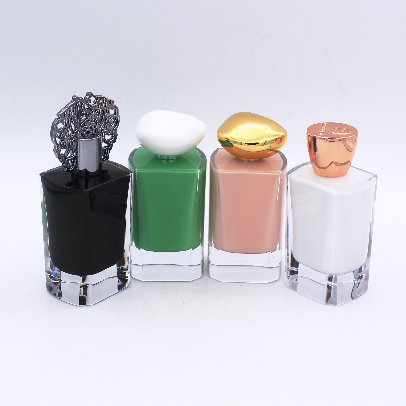 supplier design painting coating inside luxury 100ml empty glass perfume bottle with cap