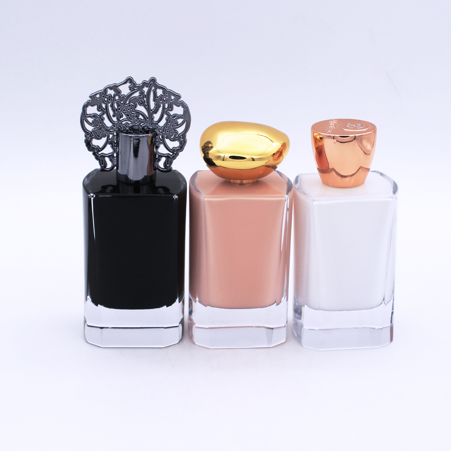 supplier design painting coating inside luxury 100ml empty glass perfume bottle with cap
