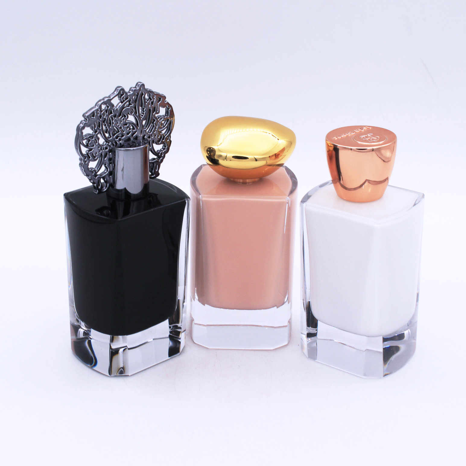 supplier design painting coating inside luxury 100ml empty glass perfume bottle with cap