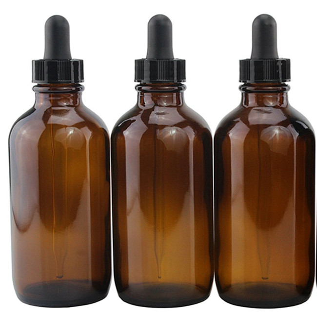 supplier sale 4 oz Clear Boston Round with Black Glass Dropper 120 ml Essential Oil Glass Bottle