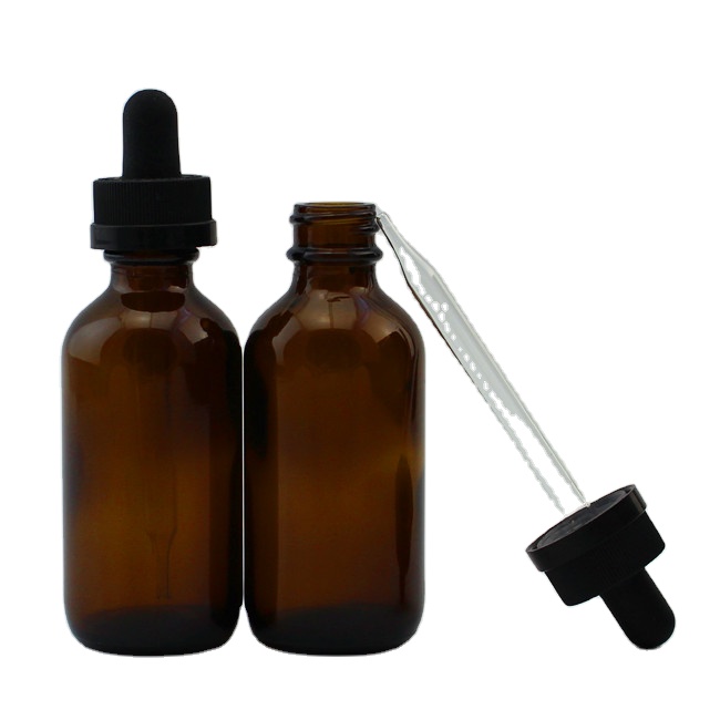 supplier sale 4 oz Clear Boston Round with Black Glass Dropper 120 ml Essential Oil Glass Bottle