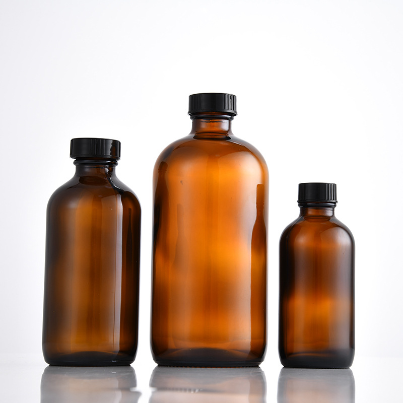 supplier sale 4 oz Clear Boston Round with Black Glass Dropper 120 ml Essential Oil Glass Bottle