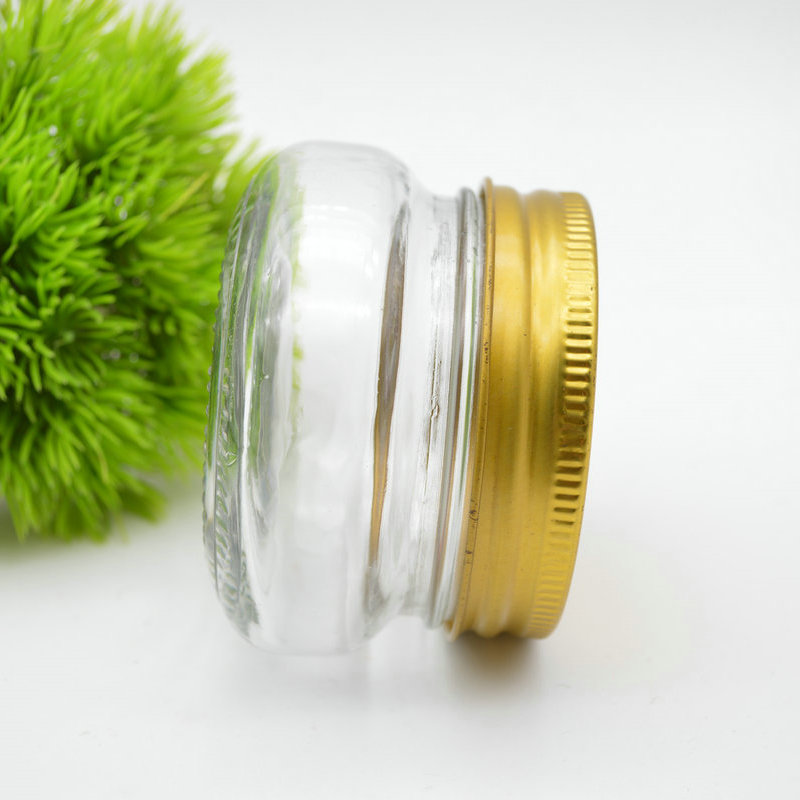 suppliers glass jar storage for honey bee jam Caviar chili sauce can glass mason jar with lid aluminum screw caps