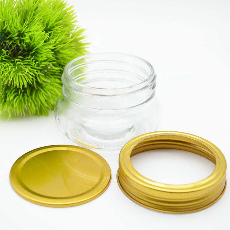suppliers glass jar storage for honey bee jam Caviar chili sauce can glass mason jar with lid aluminum screw caps