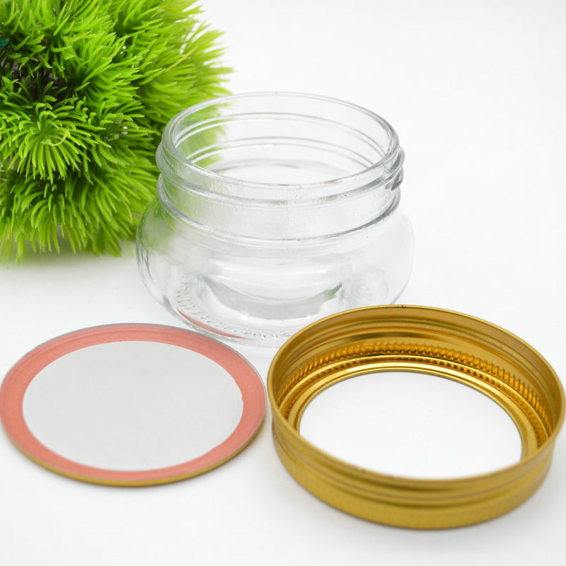 suppliers glass jar storage for honey bee jam Caviar chili sauce can glass mason jar with lid aluminum screw caps