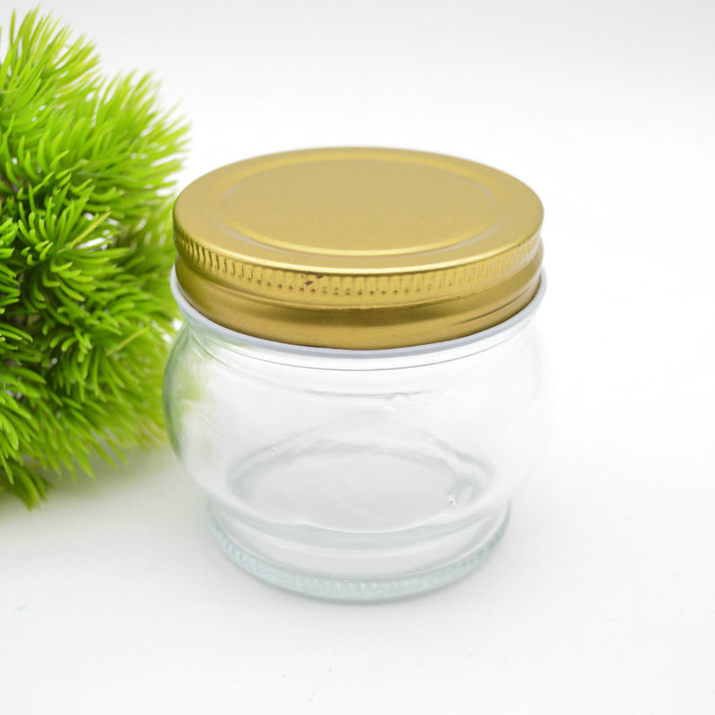 suppliers glass jar storage for honey bee jam Caviar chili sauce can glass mason jar with lid aluminum screw caps