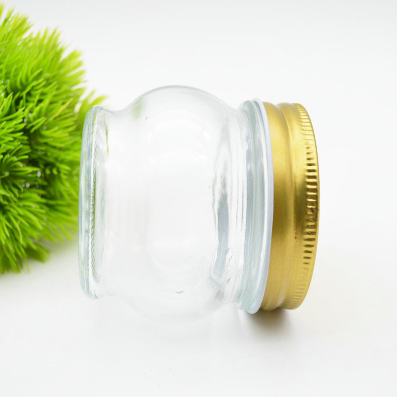 suppliers glass jar storage for honey bee jam Caviar chili sauce can glass mason jar with lid aluminum screw caps