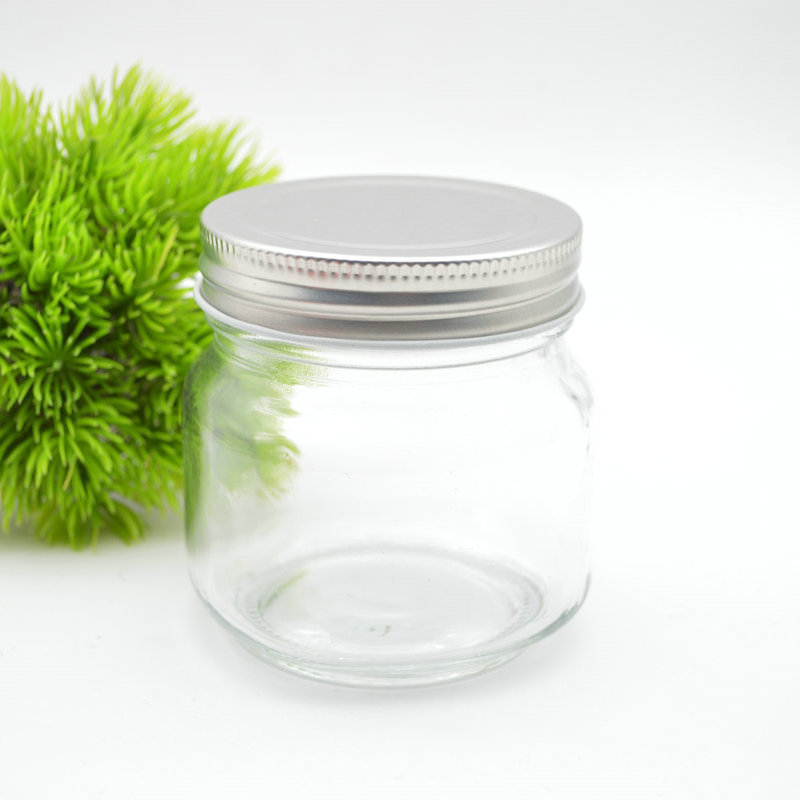 suppliers glass jar storage for honey bee jam Caviar chili sauce can glass mason jar with lid aluminum screw caps