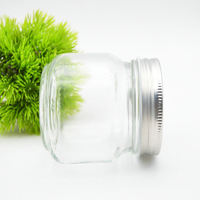 suppliers glass jar storage for honey bee jam Caviar chili sauce can glass mason jar with lid aluminum screw caps