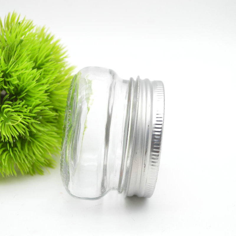 suppliers glass jar storage for honey bee jam Caviar chili sauce can glass mason jar with lid aluminum screw caps