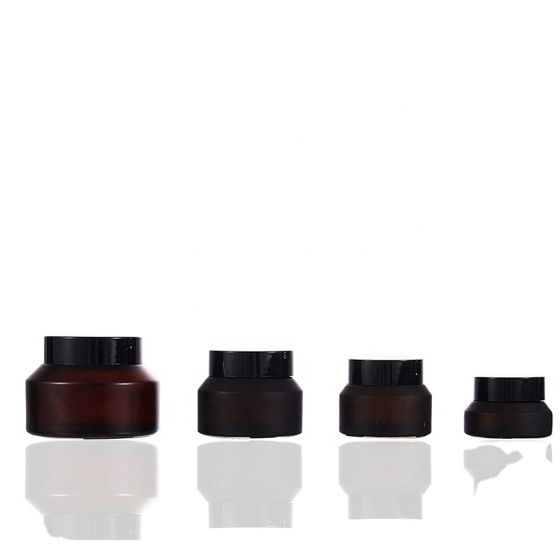 suppliers wholesale frosted sloping shoulder amber bottle 20g 30g 50g 100g luxury glass jar