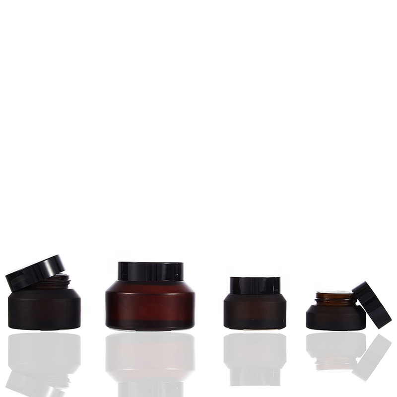suppliers wholesale frosted sloping shoulder amber bottle 20g 30g 50g 100g luxury glass jar