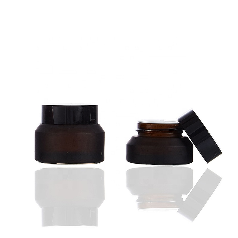 suppliers wholesale frosted sloping shoulder amber bottle 20g 30g 50g 100g luxury glass jar