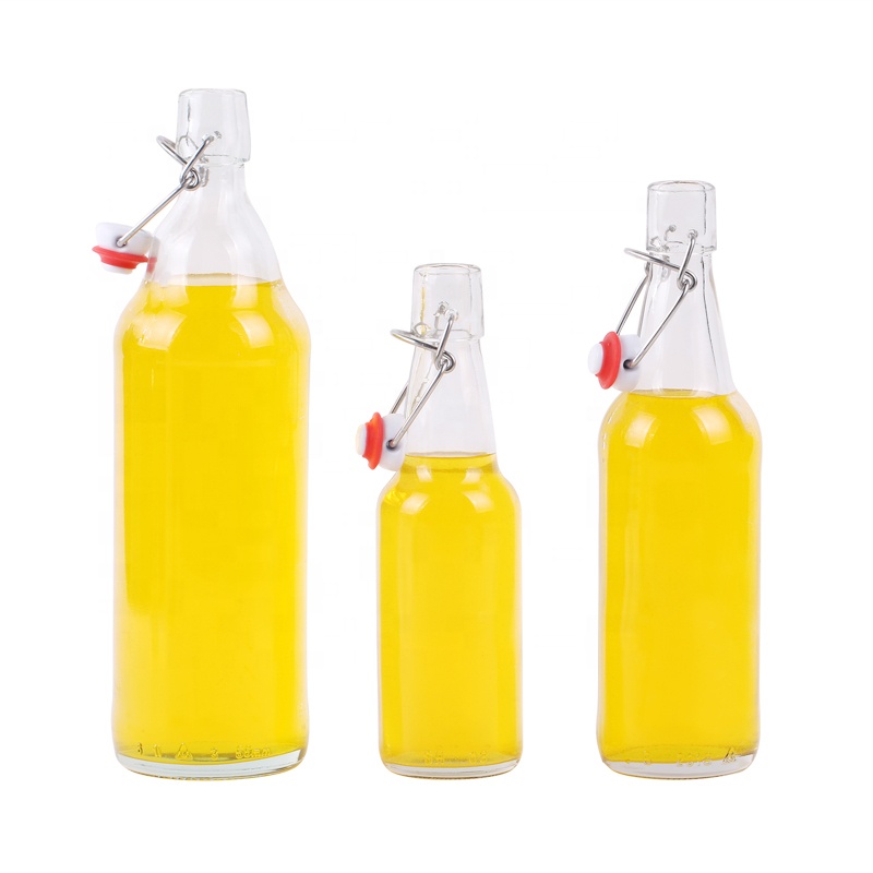 swing top glass bottles 330ml 500ml 1000ml transparent glass juice beverage drinking bottle