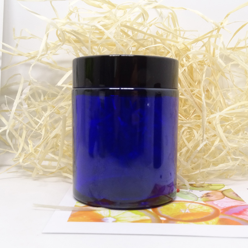 tall shape cosmetic cream packaging face CBD cream 100ml blue glass jar