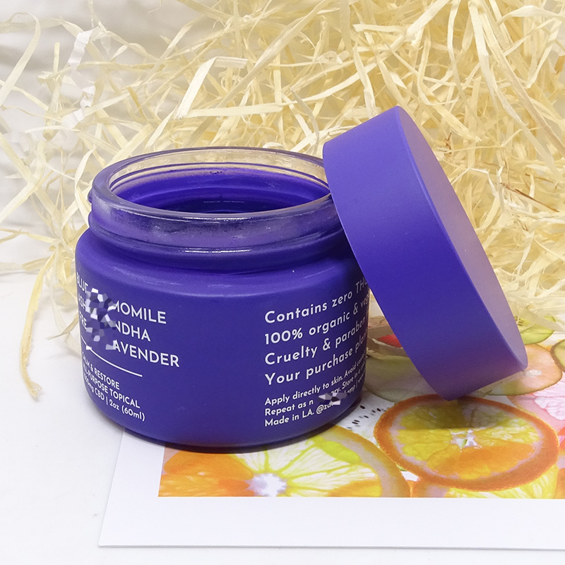 tall shape cosmetic cream packaging face CBD cream 100ml blue glass jar
