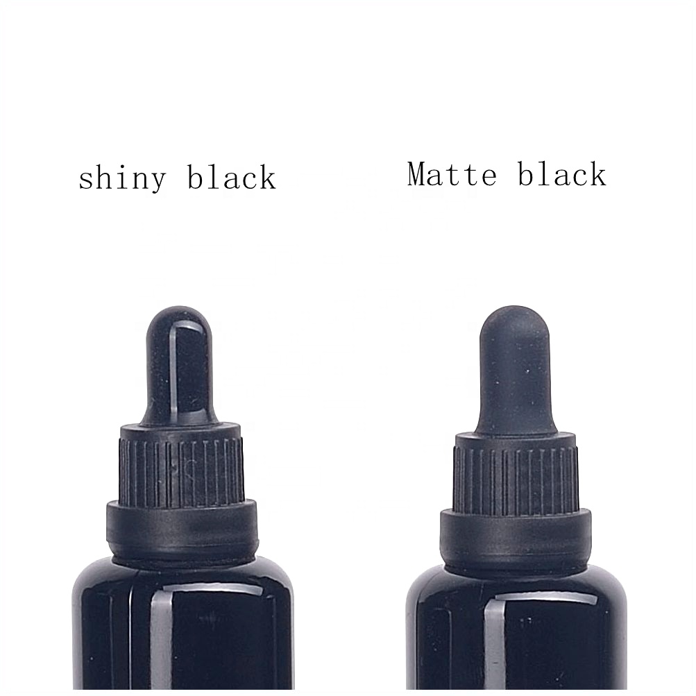 tamper evident matte black plastic dropper violet glass bottles 10ml 15ml 20ml 30ml 50ml 100ml black glass essential oil bottle