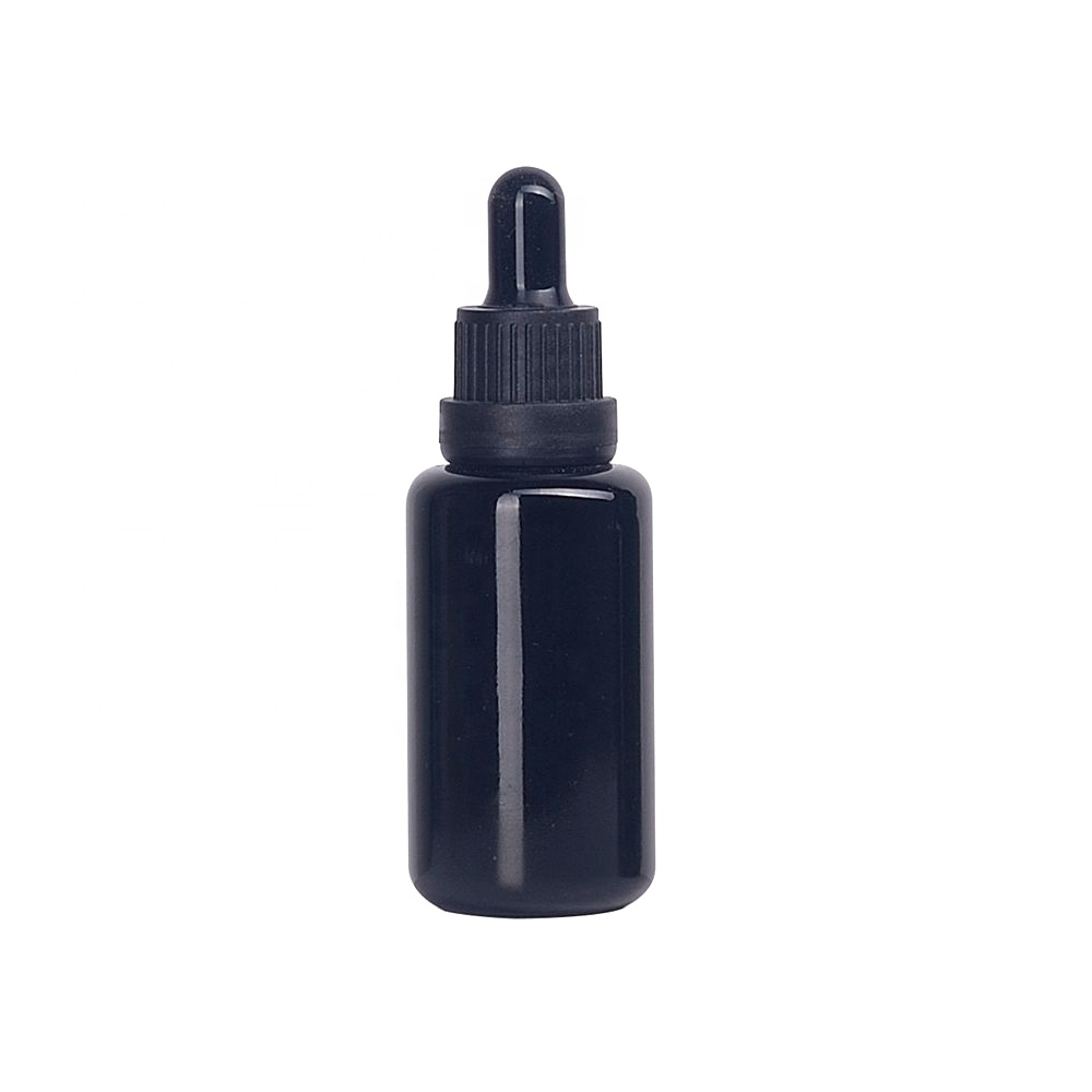 tamper proof black dropper cap for violet optical glass essential oil 30ml dropper bottle