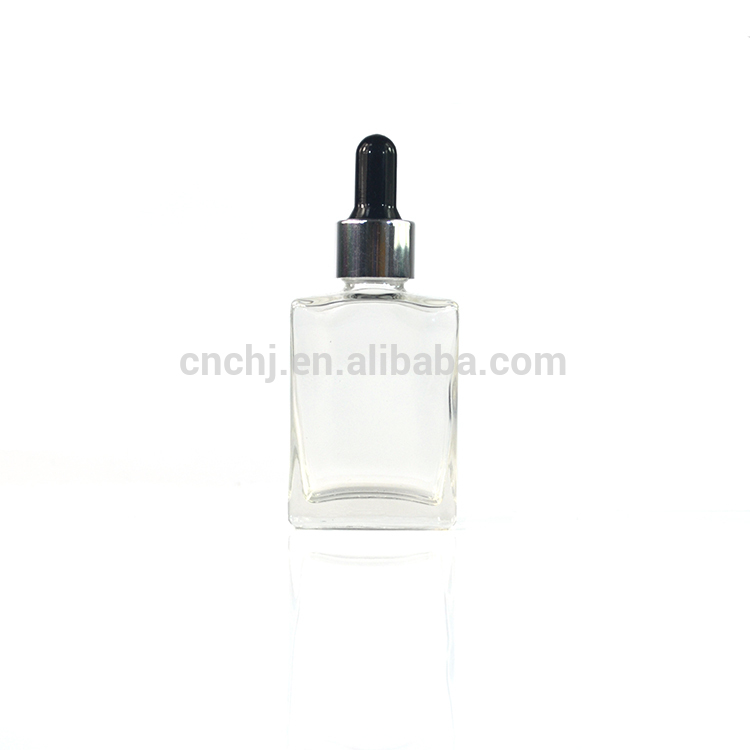 taobao 50ml white black blue clear rectangular glass dropper bottle with cap