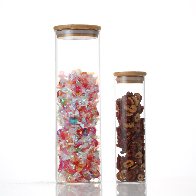 tea container coffee bottle beverage cups food grade high borosilicate glass container with bamboo cover