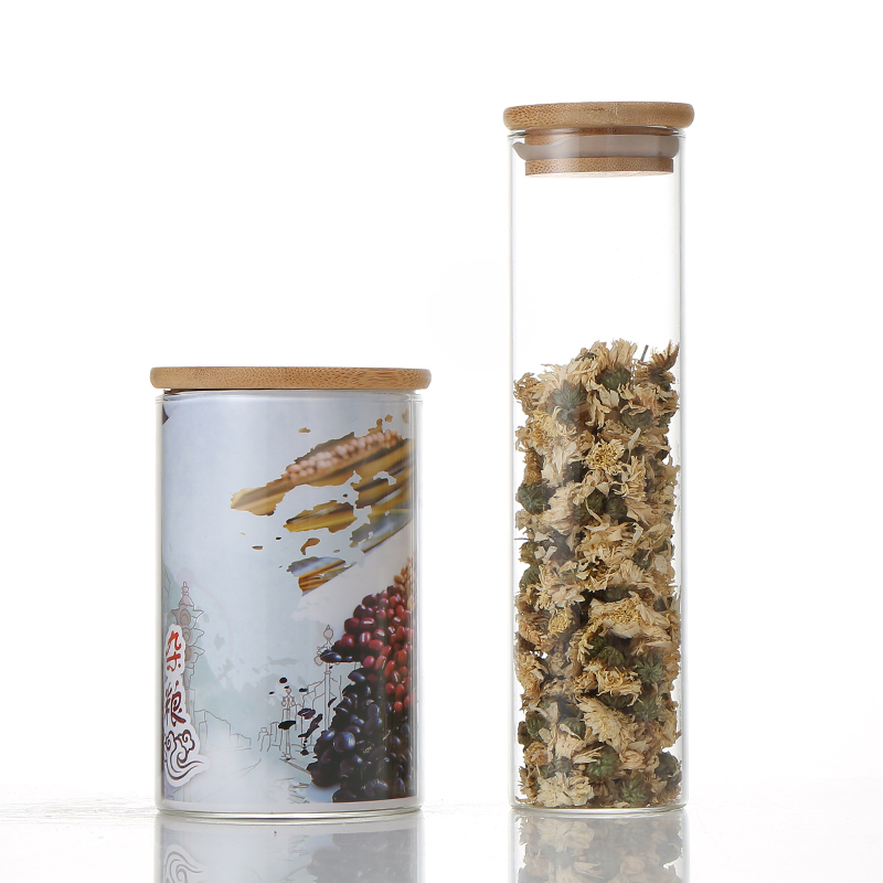 tea container coffee bottle beverage cups food grade high borosilicate glass container with bamboo cover