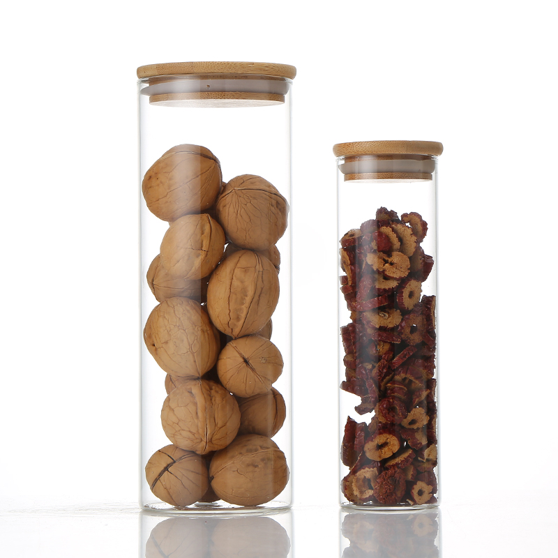 tea container coffee bottle beverage cups food grade high borosilicate glass container with bamboo cover