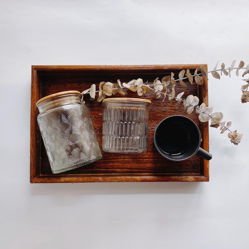 tea leaf jar multigrain cereal glass storage jar 700ml