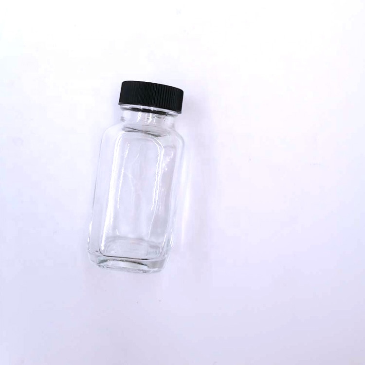 test market mini small sample package 60ml 2oz empty french square glass bottle with plastic screw cap for juice tea coffee milk
