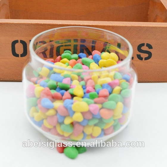 the new style round glass storage jar for tea and for food sealed with wood cork